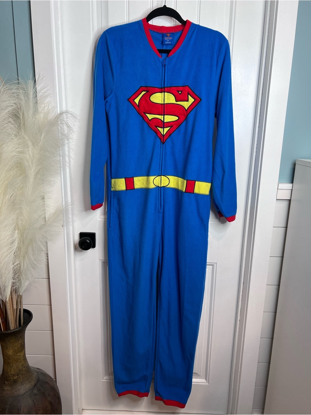 DC Comics Blue, Red & Yellow Superman Kids One-Piece Halloween Costume. Small.